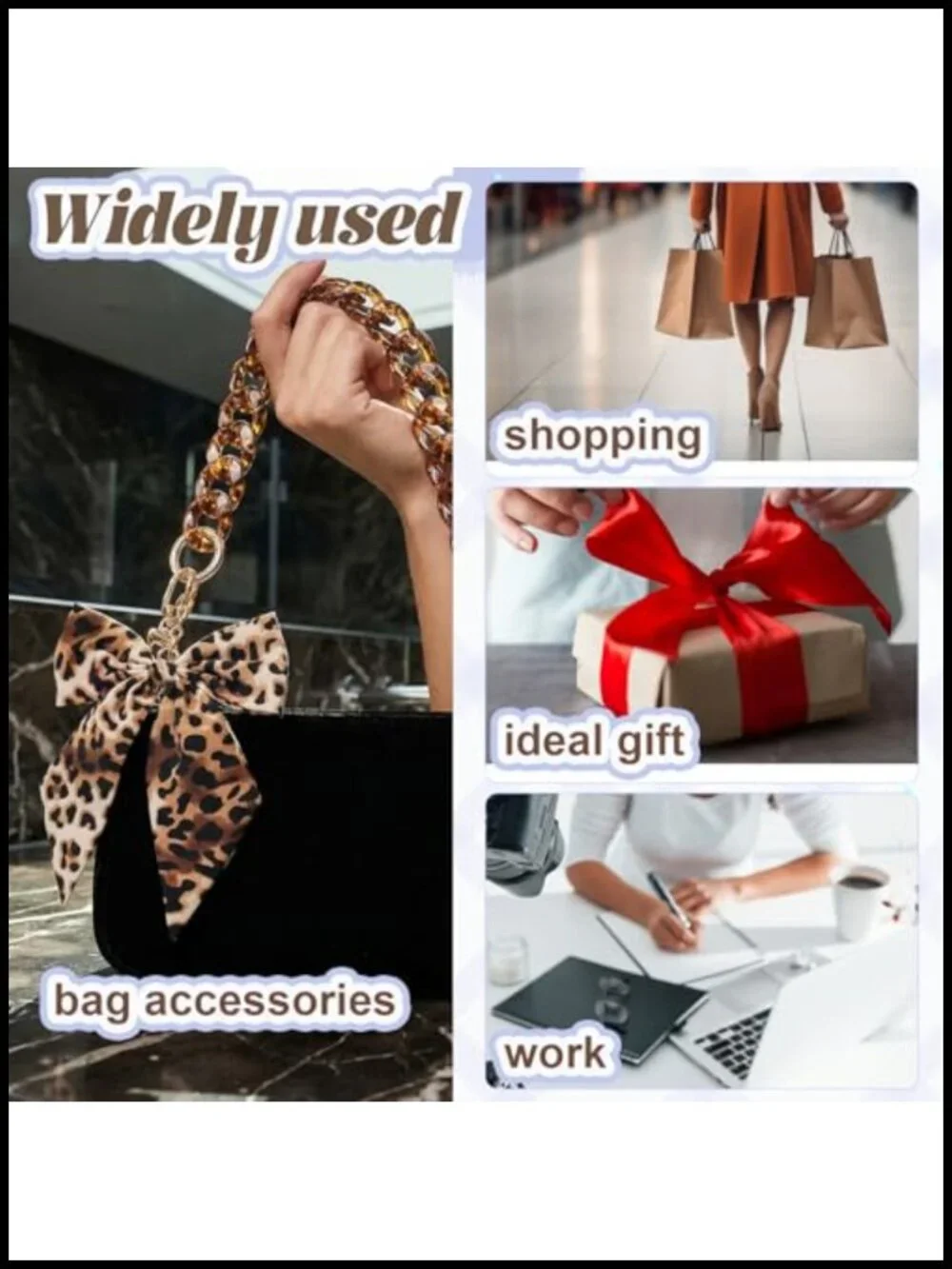 Leopard Bow Purse Charm Keychain with Bag Chain